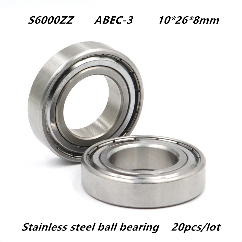 

20pcs/lot S6000ZZ stainless steel 440C ABEC-3 deep groove ball bearing S6000 -2Z 10*26*8 mm