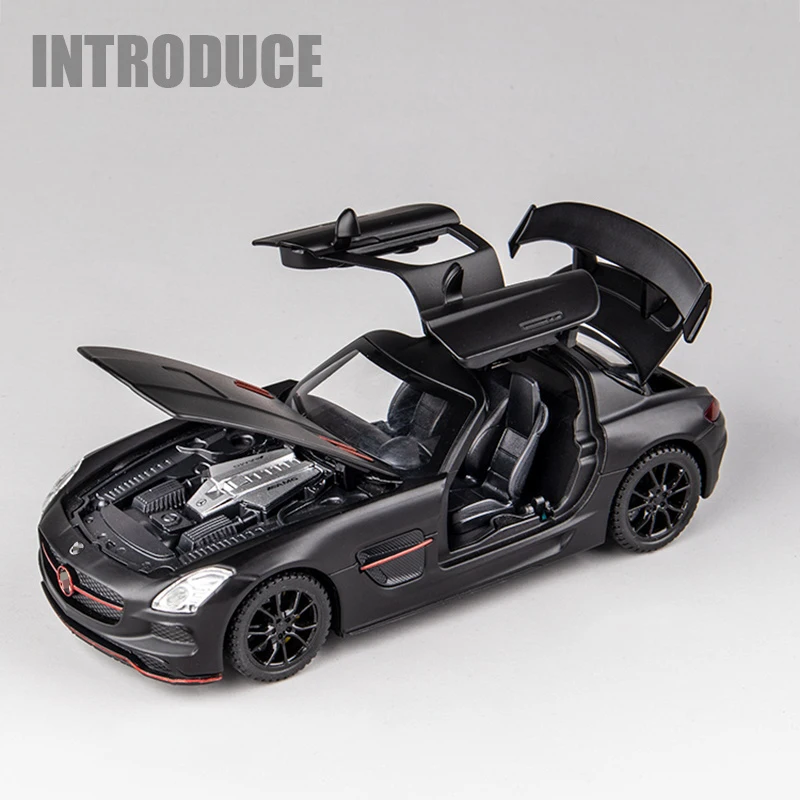 1:32 SLS Supercar lega auto diecast e veicoli giocattolo modello di auto suono e luce tirare indietro giocattoli per auto per i regali dei bambini