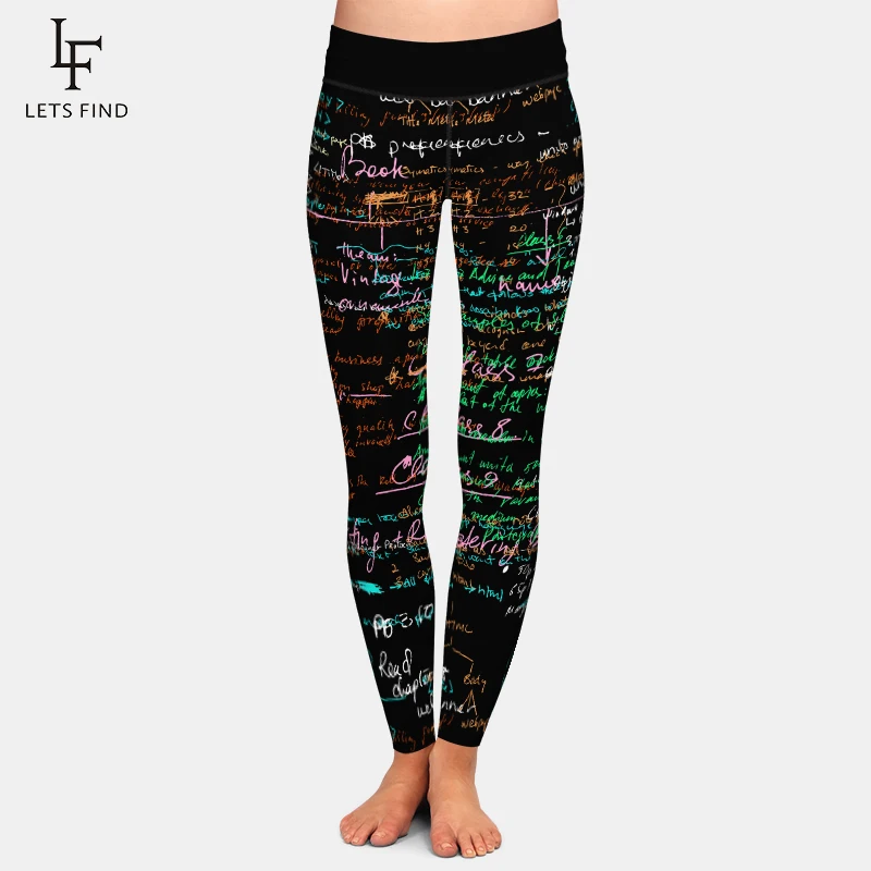 LETSFIND Brand Fashion Winter Women Pants 3D Doodle Letter Element Digital Printing High Waist Soft Workout Leggings