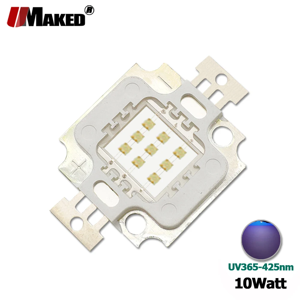 High Power Ultraviolet LED Chips 10W 9-11V Purple Light UV 365-370-380-385-395-400-410-425nm SMD COB Doide Lamp LED Light Beads