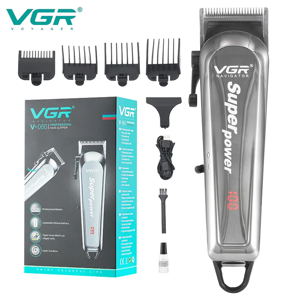 VGR 060 New Electric Hair Clipper Professional  Personal Care Barber Limit Comb Household Trimmer For Men Clippers V-060