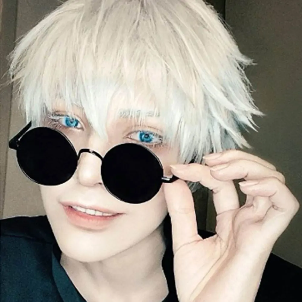 Anime Characters Gojo Satoru Cosplay Props Black Glasses Steampunk Round Frame Eyewear Sunglasses Accessories Men Women Oculos