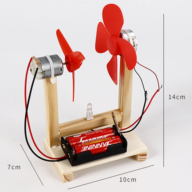 1Pcs Creative DIY Windturbines Science Experiment Technologie Gizmo Houten Blokken Speelgoed Grappig Handgemaakte Kind Speelgoed