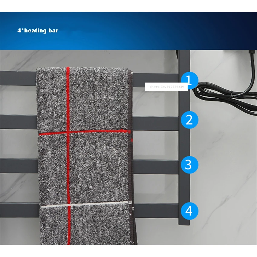 Imagem -04 - Toalheiro de Parede com Aquecimento Elétrico Rack de Armazenamento Aquecedor de Toalhas Inteligente Secagem Rápida Trilho de Toalhas Aquecido