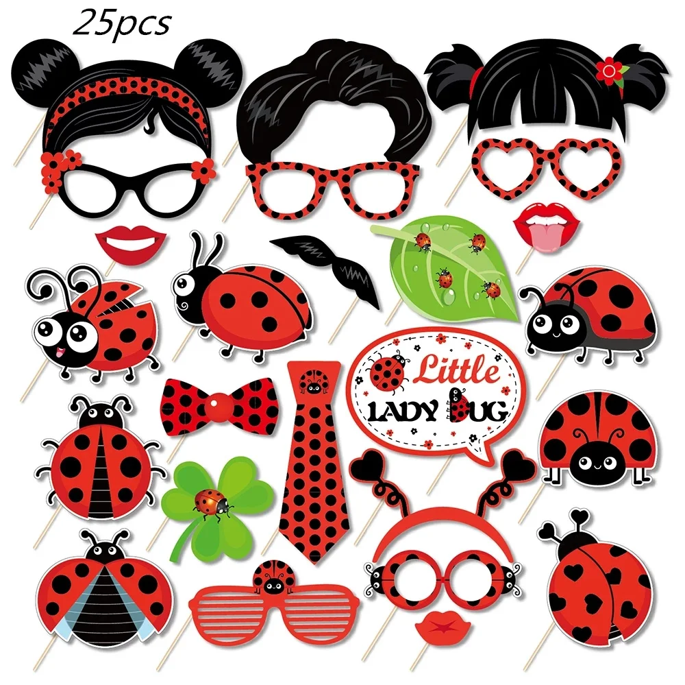 Cartoon Marienkäfer Thema Geburtstag Lieferungen Tischdecke Papier Platte Tasse Banner Ballon Party Dekoration Set Baby Dusche Dekoration – Detail 5