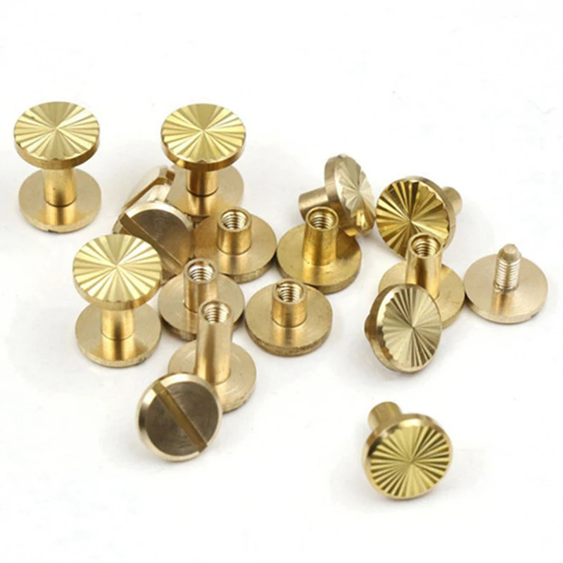 4-9mm Height Solid Brass Binding Chicago Screws Nail Cap Stud Rivets For Scrapbook Leather Craft Belt Wallet Diy Accessories