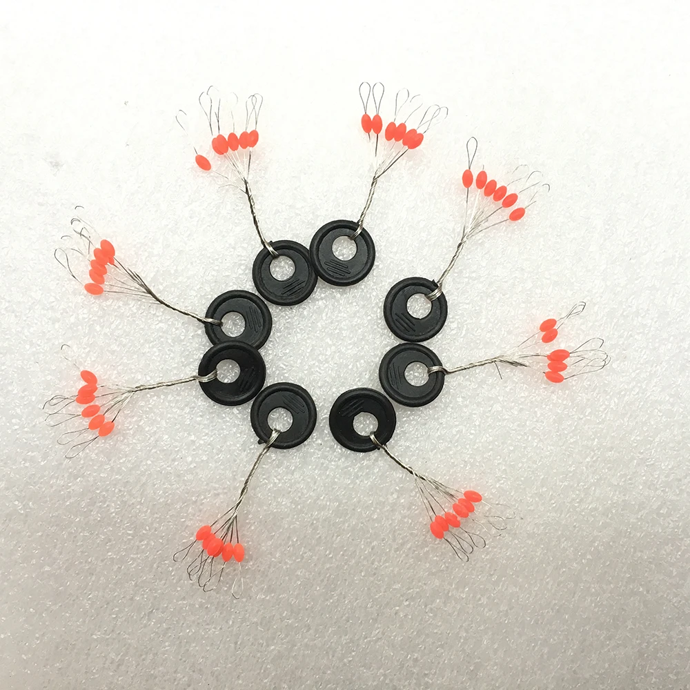 10set 60Pcs Red Rubber Oval Stopper Fishing Float High Quality Fishing Line Connector Space Beans S M L For Fishing Accessories