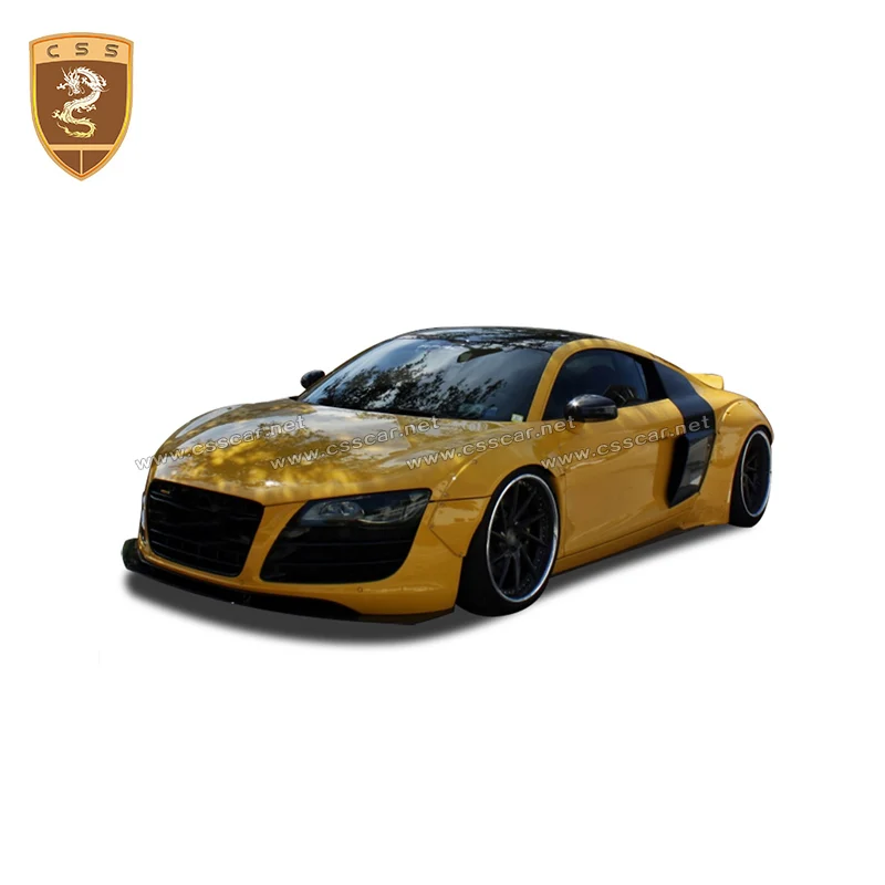 CSSCAR Fiber Glass LB wide body kits for 07-15 Audi R8 Front Rear lips spoiler wheel eyebrow side skirt Audi R8 V8 V10 car kits