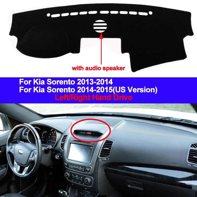 Samochód Auto wnętrze deska rozdzielcza pokrywa mata na deskę rozdzielczą Cape dywan Dashmat Pad poduszka 2 warstwy dla Kia Sorento 2013 2014 LHD RHD