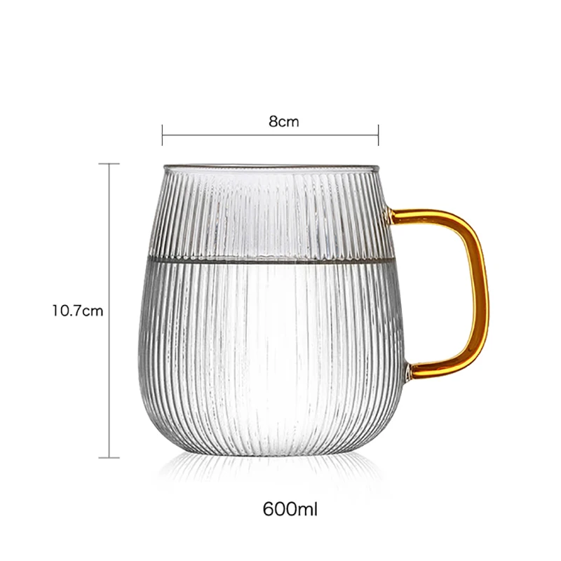 Imagem -06 - Copo Grande sem Cor e Transparente Estilo Japonês 600ml Copo de Vidro de Grande Capacidade com Alça Caneca de Café Xícara de Chá da Tarde