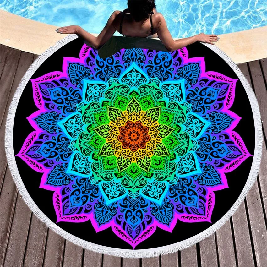 

Mandala Round Beach Towels Summer Geometric Thick Bath Shower Towel 150cm Circle Beach Swim Yoga Mat Cover Up serviette de plage