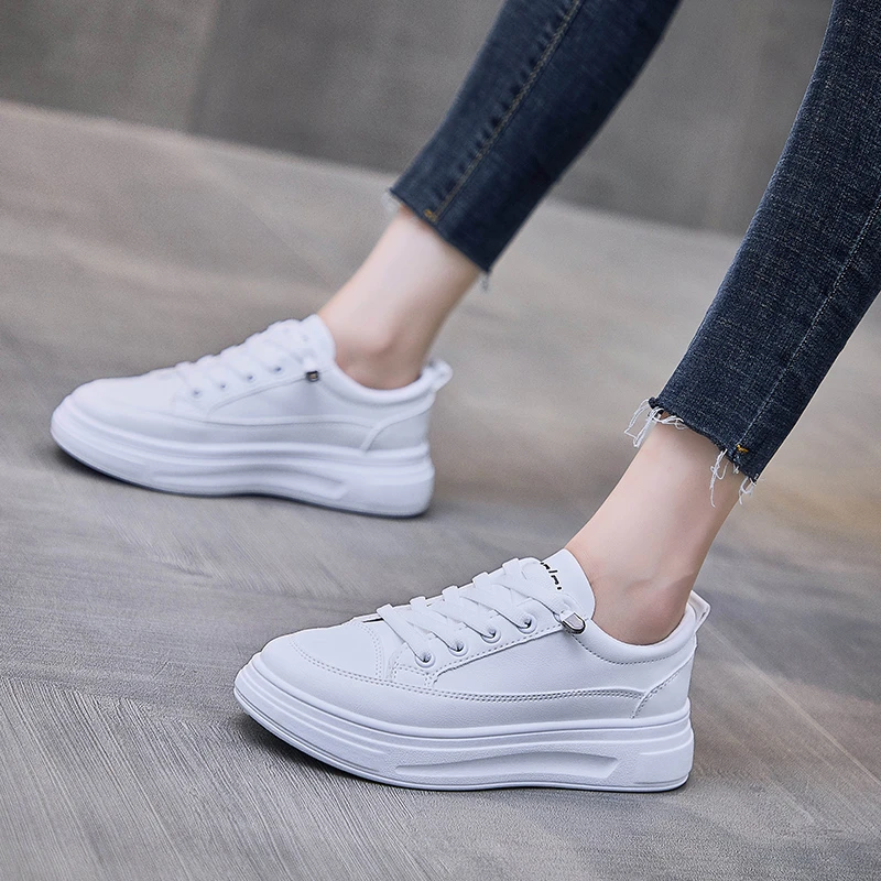 Zapatos de plataforma blancos, Zapatillas de deporte para Mujer, zapatos vulcanizados, tendencias de moda, zapatos deportivos informales para Mujer, Zapatillas planas para Mujer 2021