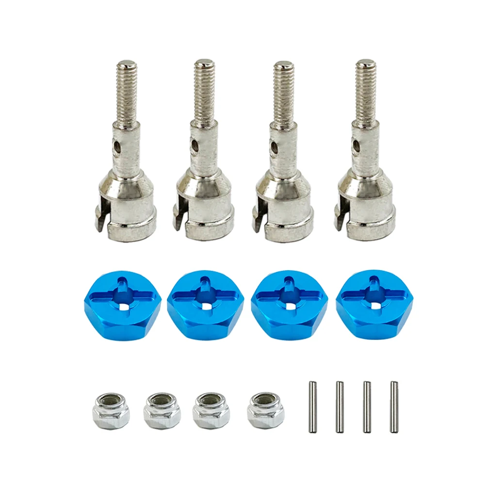 Wheel Conversion Set Axle & 12mm Hex Dive Hub Turn 1/10 on Road for WLtoys 1/18 A959 A969 A979 A959B A969-B RC Car Upgrade Parts