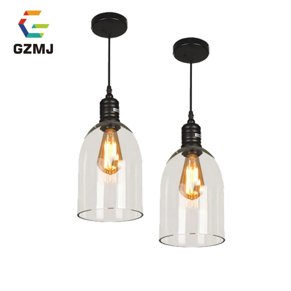 

GZMJ Coffee Bar Loift Vintage Hanging Clock Glass Lamp Hang Modern Lamp LED Light Bedroom Lampara Decoracion