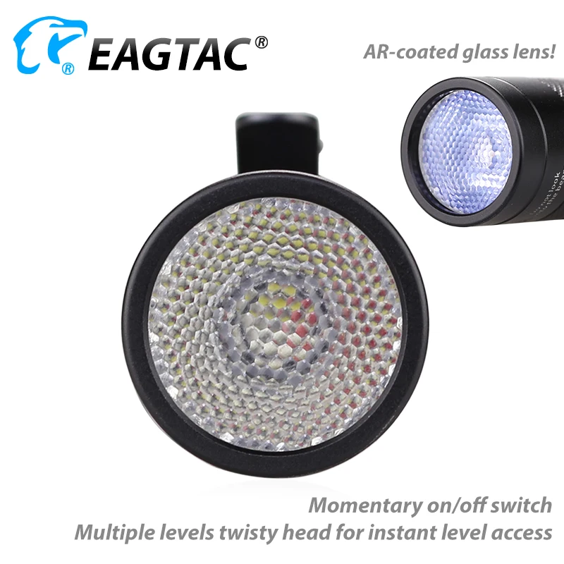 EAGTAC D25LC2 COLOR Red Green Blue White Tactical XML LED Flashlight 3 Modes Strobe Hunting Torch 18650 CR123A Battery