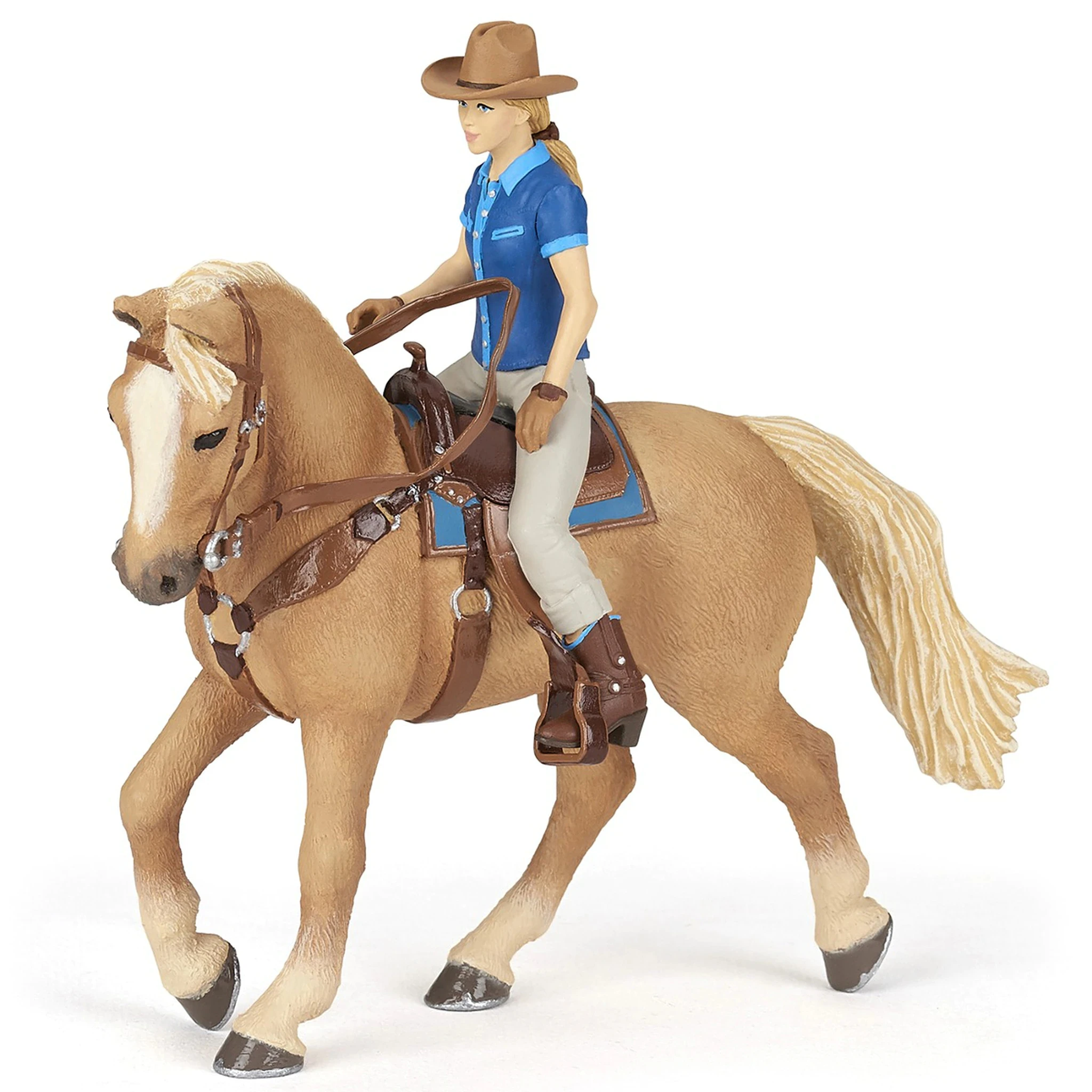 

1/18 pvc figure model toy horse +rider femal cowboy