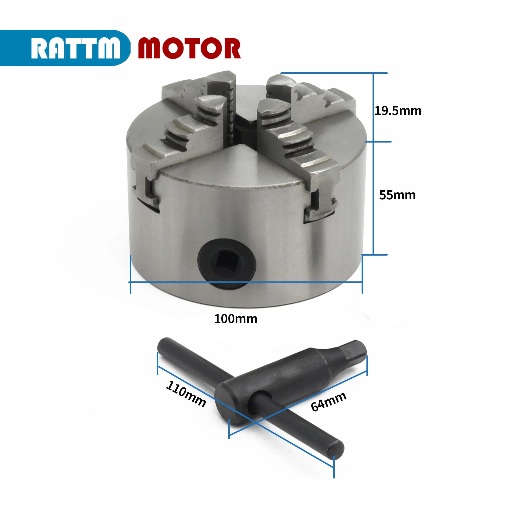 『EU Delivery』 4 Jaw K12-100mm K11-80mm 3Jaw K11-100mm Manual Chuck Self-Centering Chuck CNC Machine Tool Lathe Chuck RATTM MOTOR