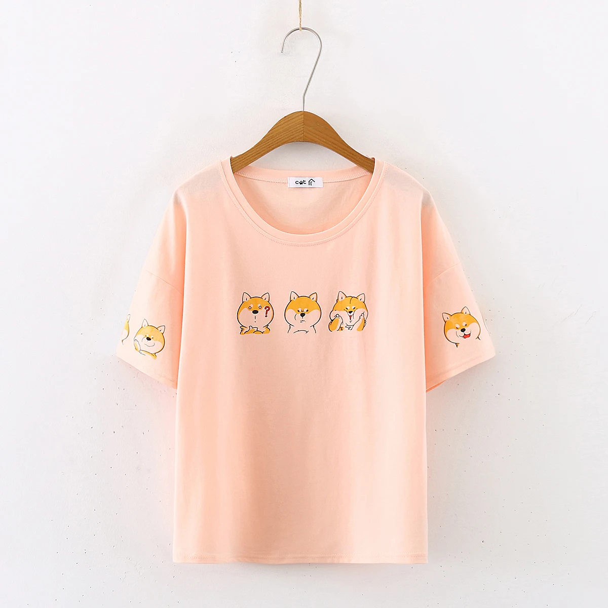 Japanese Funny Graphic T Shirts  Women Summer Tops Kawaii Dog Animal Short Sleeve Tee Teen Girl Cute Casual Cotton White T-Shirt