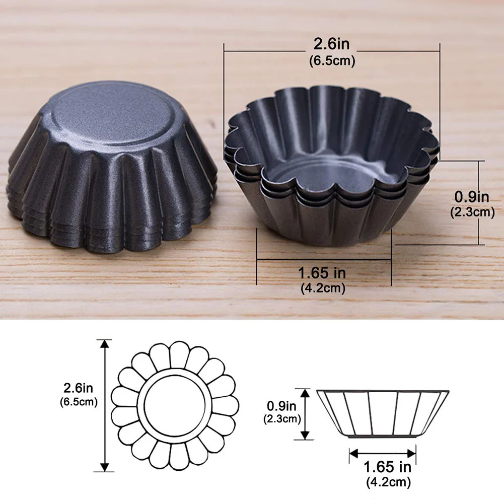 12Pcs Mini Rotonda Antiaderente Torta Pan In Acciaio Al Carbonio Tortino Stampo Uovo Stampo Da Crostata di Latta Della Torta Della Focaccina Stampi Stampo