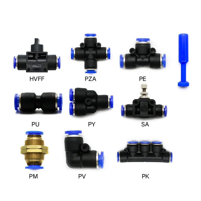 Pneumatic Fittings PY/PU/PV/PE/SA Water Pipes and Tube connectors direct thrust 4 to 16mm/ PK plastic  hose quick couplings