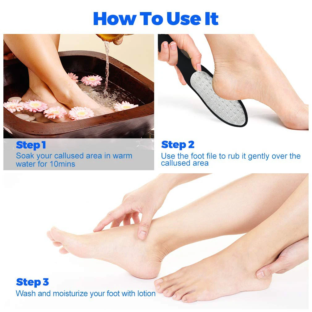 Double Side Stainless Steel Foot Rasp File Hard Dead Skin Callus Remover Cleaner Pedicure Feet Files Heel Grater Foot Care Tool