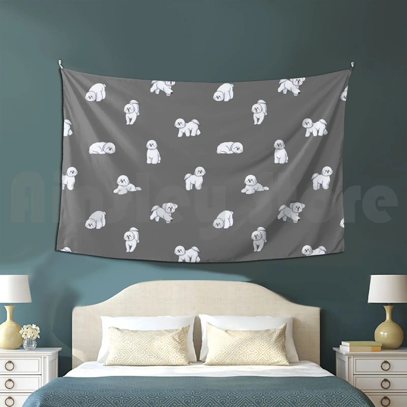 Bichon Frise-Leruel Tapestry Background Wall Hanging Dog Dogs Pet Pets Breed Breeds Bichon Frise Bichon Frise