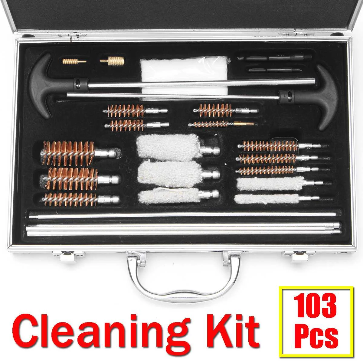 Universal Gun Cleaning Kit For Rifle Pistol Handgun Shotgun Brush Cleaner Maintenance Tools Set Aluminum Storage Case