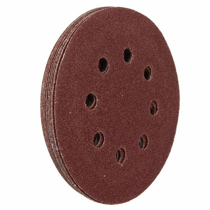 125PCS 5inch 8Holes Hook and Loop  Round Sandpaper Sanding Sheet for Polish Grinder Power Tool Accessoires 40/60/80/120/240 Grit