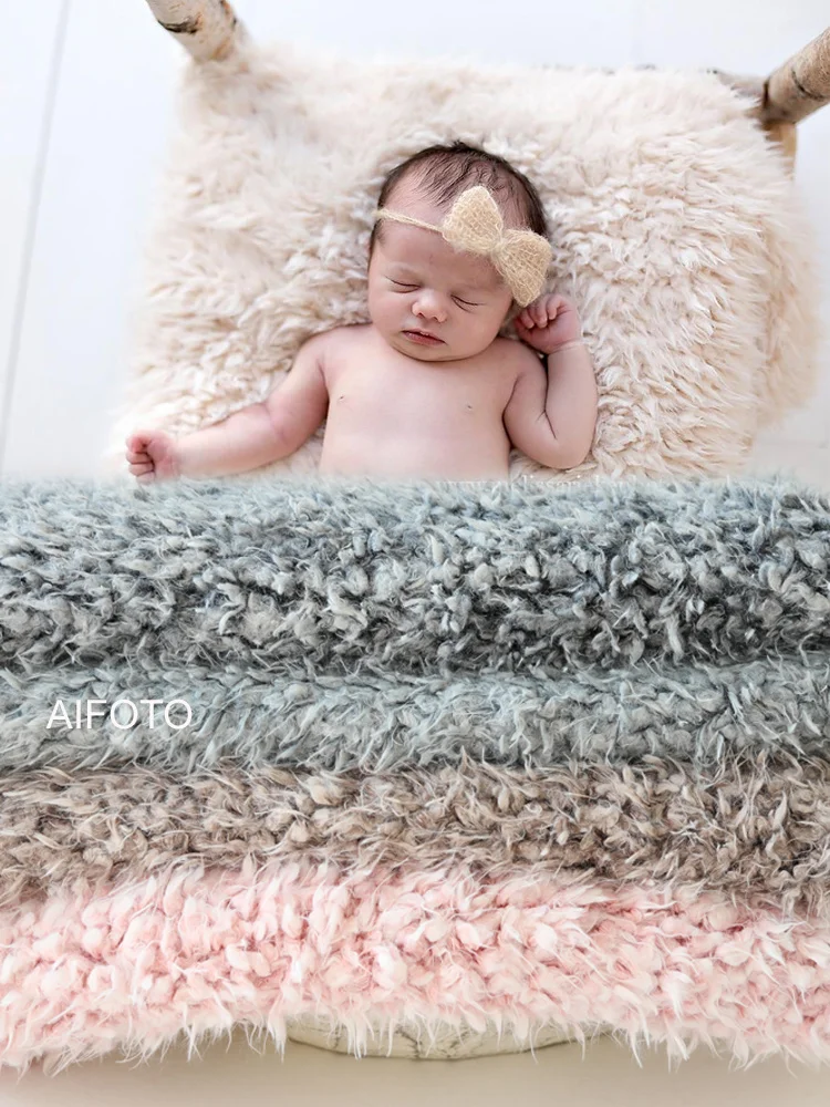 2021 Newborn Backdrop Faux Fur Flokati Rug Blanket Shoot Studio Accessories Set for Baby Photography Props Basket Stuffer Posing