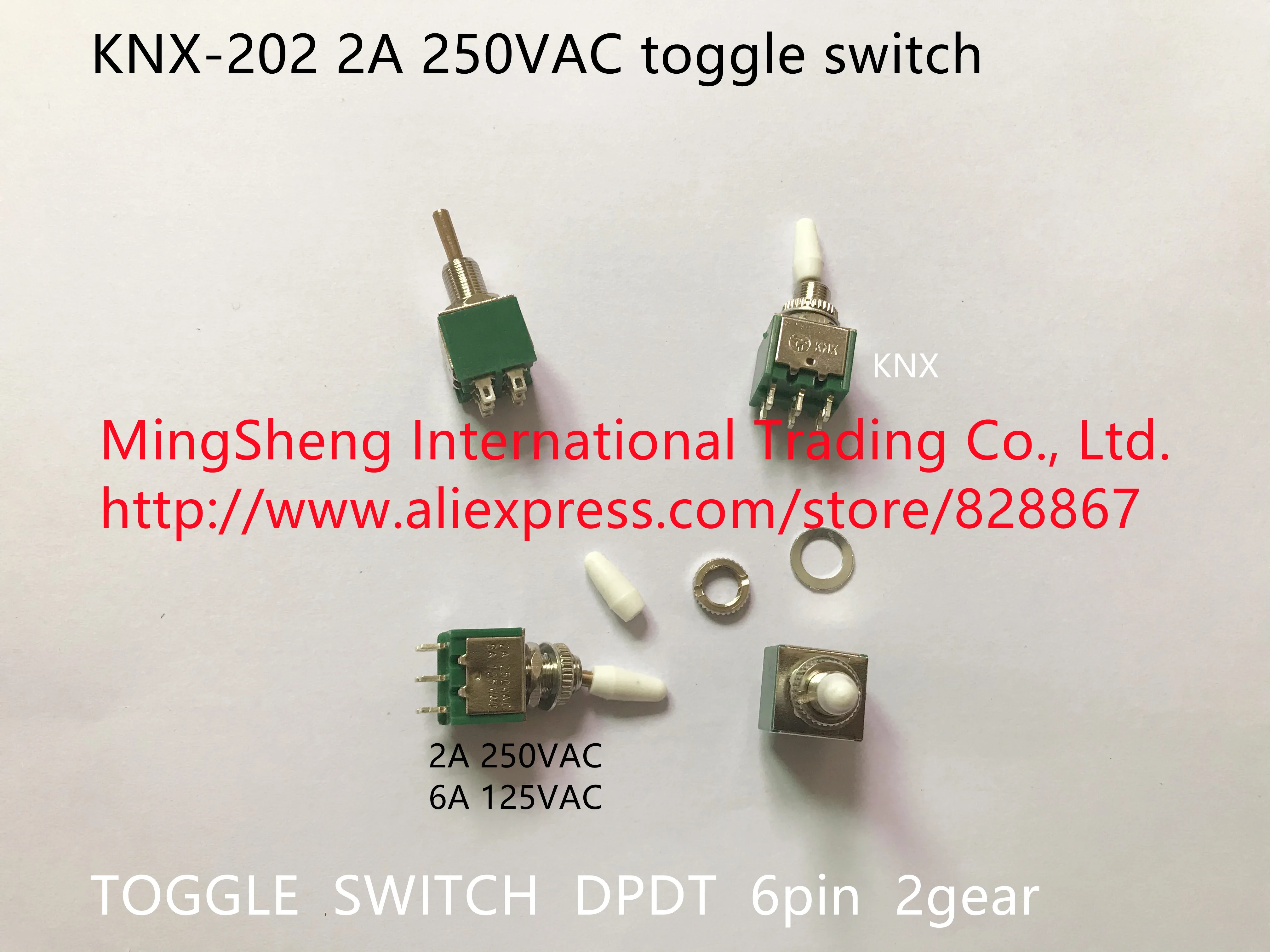 Original new 100% Shanghai KNX-202 2A 250VAC small toggle switch 6pin 2gear TOGGLE SWITCH DPDT