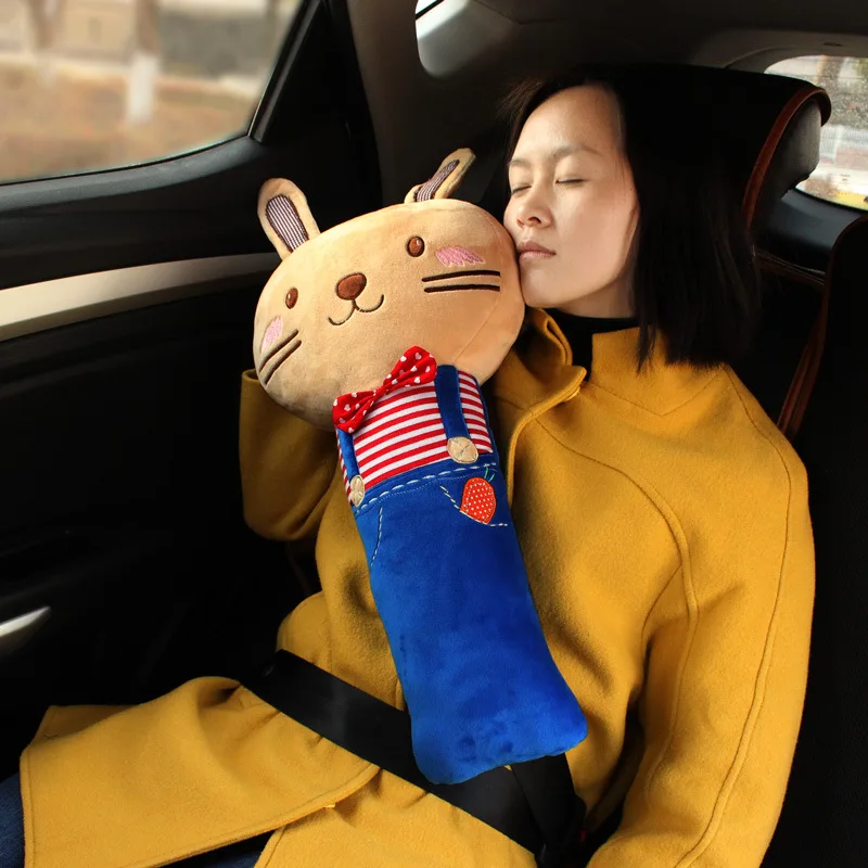 Cute Cartoon Car Seat Belt Cover Pillow Soft Girls Boy Car Safety Belt Shoulder Pad for Children Kids Plush Toy Doll Ornaments