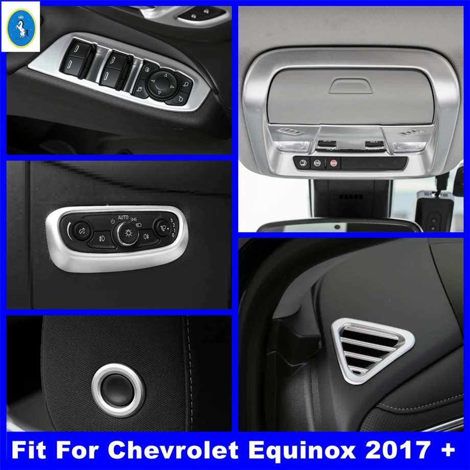 

Matte Interior Glass Lift Button / Reading Lights / Upper Air Outlet Cover Trim For Chevrolet Equinox 2017 - 2022 Accessories