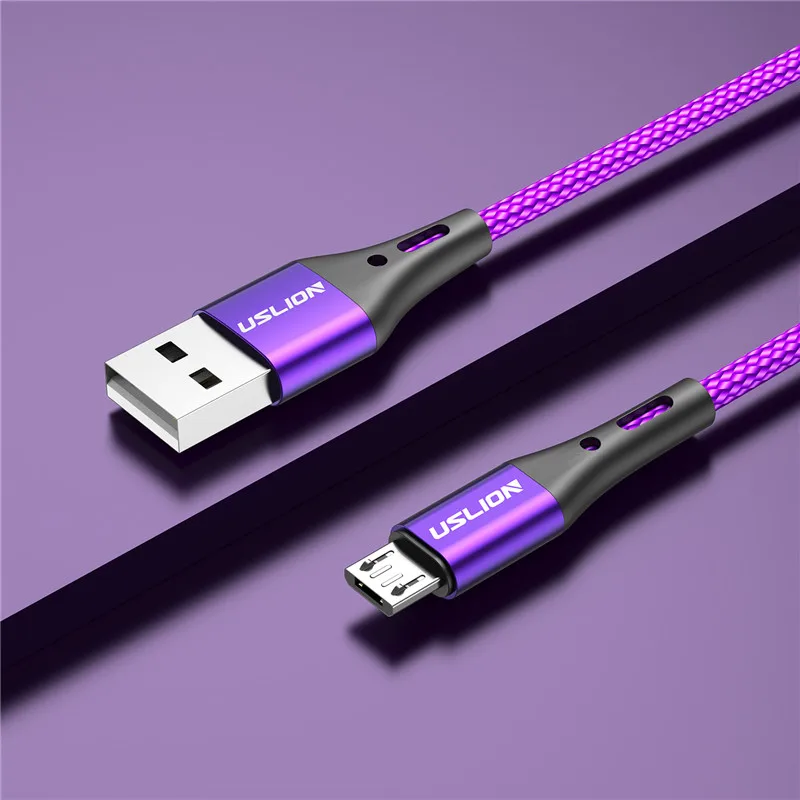 USLION 3A Micro USB Kabel Snel Opladen voor Samsung Xiaomi Huawei Realme OPPO Android Mobiele Telefoon USB Data Wire Cord 0.5/1/2/3M