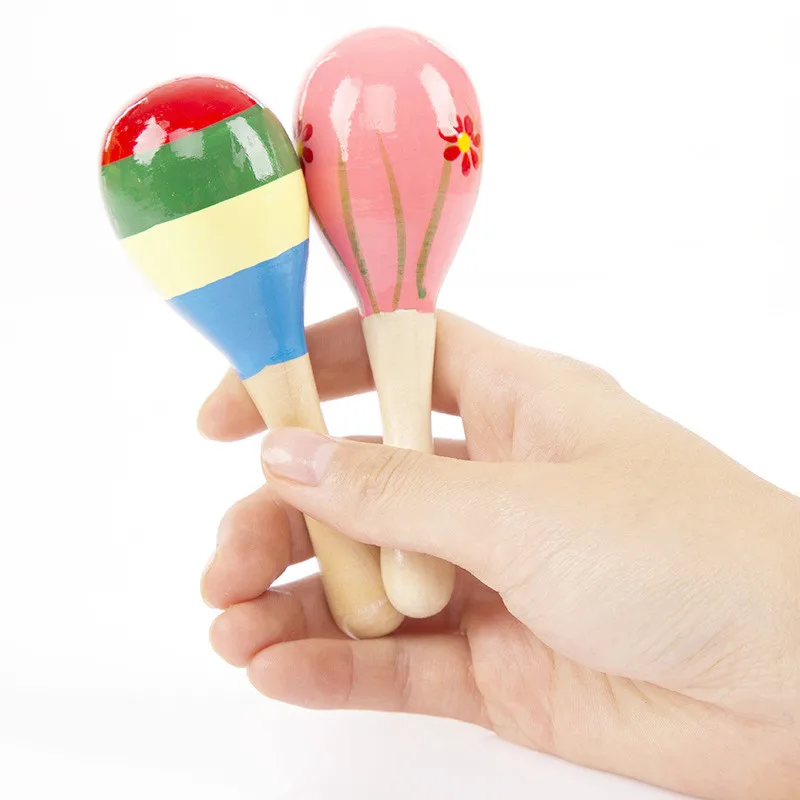 1Pc 12X4Cm Baby & Peuters Hout Zand Hamer Houten Maraca Rammelaars Zand Hamer Kids Musical Party favor Kind Shaker Baby Speelgoed