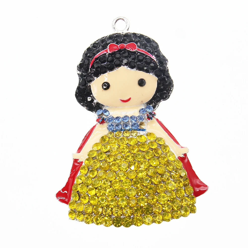 50pcs cute cartoon Snow White Princess Rhinestone Pendant/charm for necklace/gift