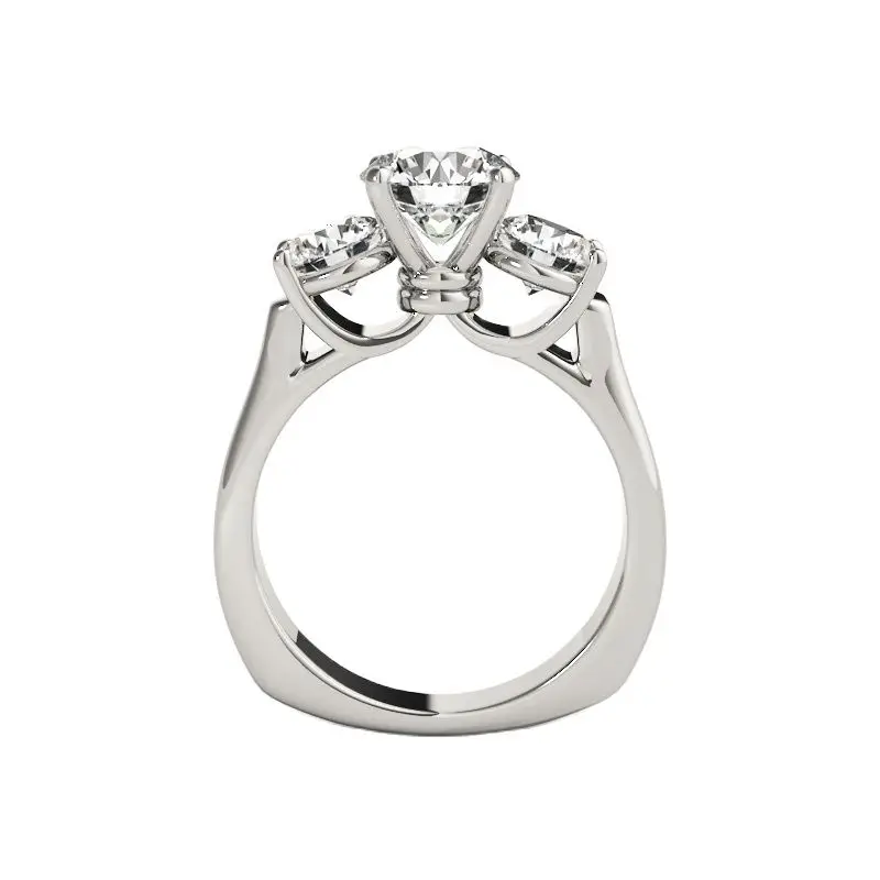 Bague de fiançailles en argent regardé 925 pour femme, diamant Moissanite, 3 charbons, 2.2 carat, document D