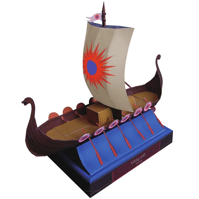 Viking Pirate Ship Sailboat Sailing Ships Handmade 3D Paper Model Papercraft Art DIY Teens Adult Origami Craft Toys ZX-104