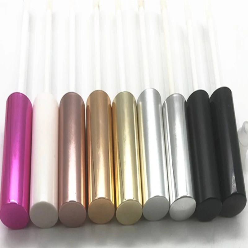 

100pcs/lot 10ml Empty Lip Gloss Tube Clear rose red black pink Lipstick Lip Balm Bottle Container with Lipbrush