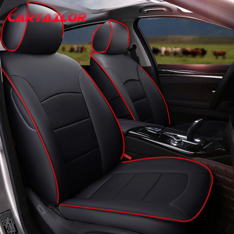 

CARTAILOR Cowhide & Artificial Leather Car Seat Cover fit for Peugeot 407 Seat Covers Cars Seats Supports Accessories Set Airbag