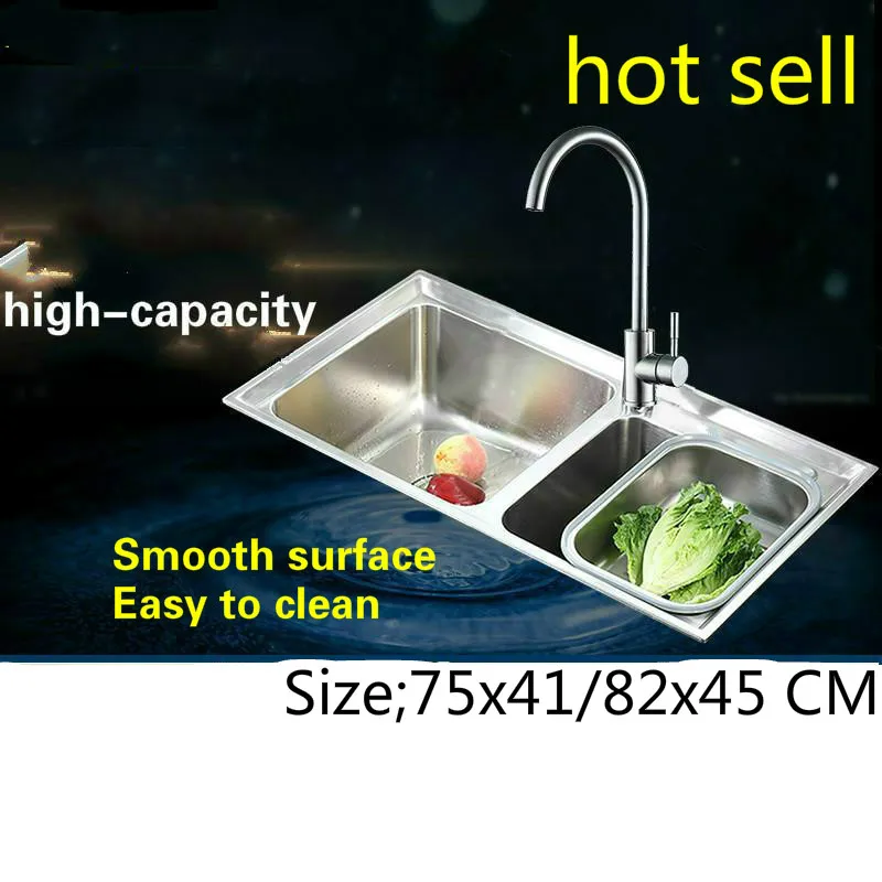 

Tangwu High quality double groove stainless steel kitchen sink and faucet 75x41/82x45 CM