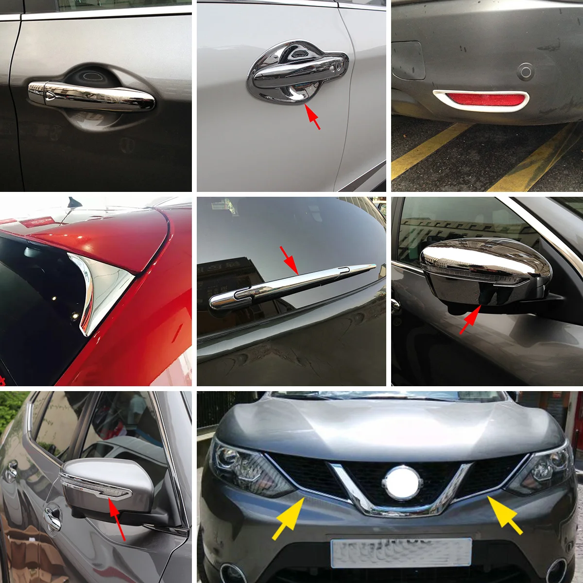 Car Decoration Accessories For Nissan Qashqai J11 Rouge Grille Mirror Fog Light Lamp Door Handle Cup Cover Trim 2015-2020 2021