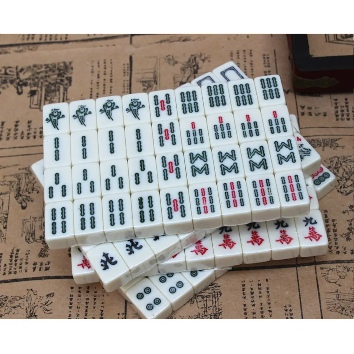 Vintage 144 Tiles Mah-Jong Chinese Numbered Mahjong Set Mah-Jong Set Portable Chinese Toy Party Gambling Game Board with Box