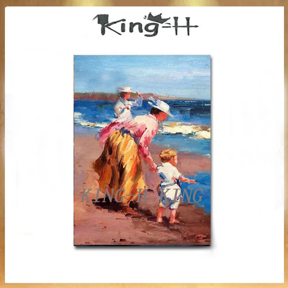 

Characters of modern home decoration hand-painted wall art figure painting manually beach landscape painting on the canvas walls