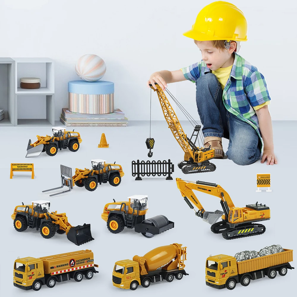 9 Styles Alloy Engineering Diecast Truck Toy Car Classic Construction Model Vehicle Loader Tractor Excavator Toys for Boys Gift