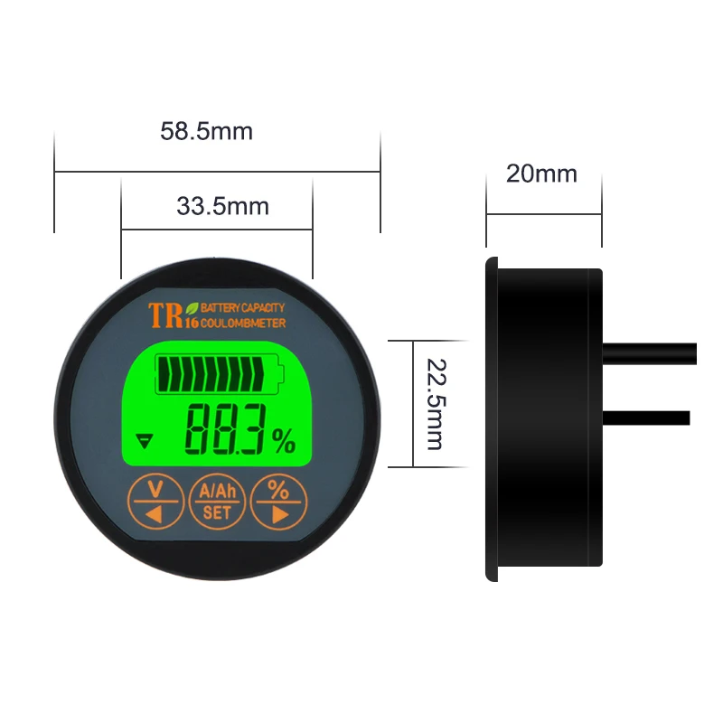 Imagem -05 - Digital Lcd Indicador de Capacidade da Bateria à Prova Impermeável Água Tester Monitor de Tensão da Motocicleta do Carro Voltímetro Tr16h dc 8120v 50a 100a 350a