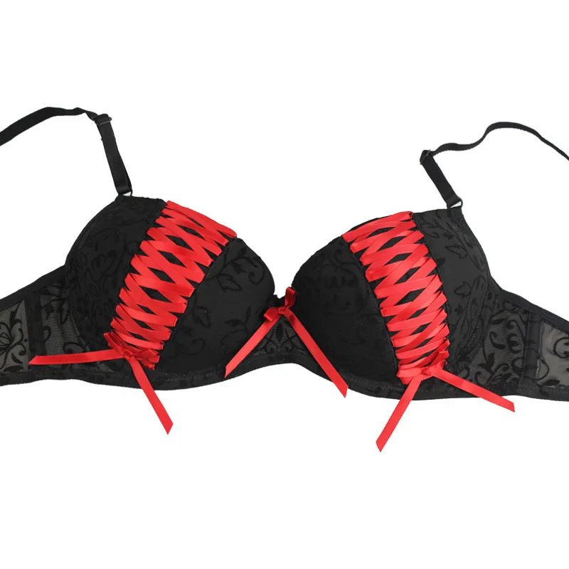Women Bra & Brief Sets New Sexy Deep V Bra Mesh Printing Push Up Bra Set  3/4 Cup Bra  NO.S45