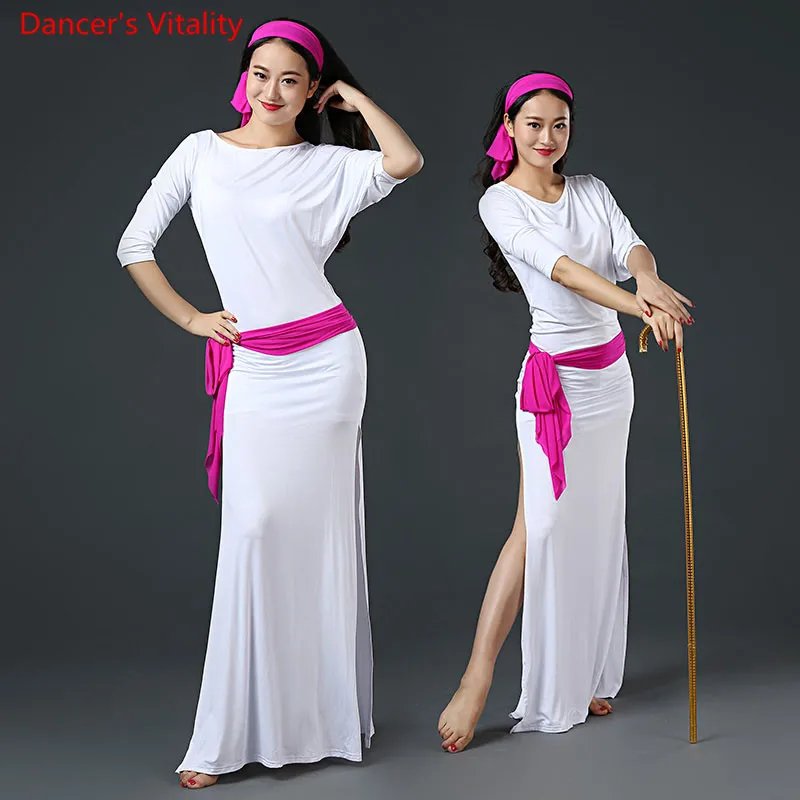 Belly Dance Robe Modal Dress Half Sleeves Performance Clothing Female Adult Elegant Long Skirt Competition Practice Clothes