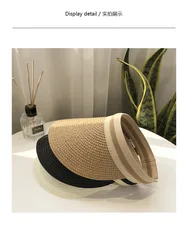 Lady Summer Empty Top Sun Visor Hat Summer Straw Wide Brim Sun Cap Uv Protection Hat