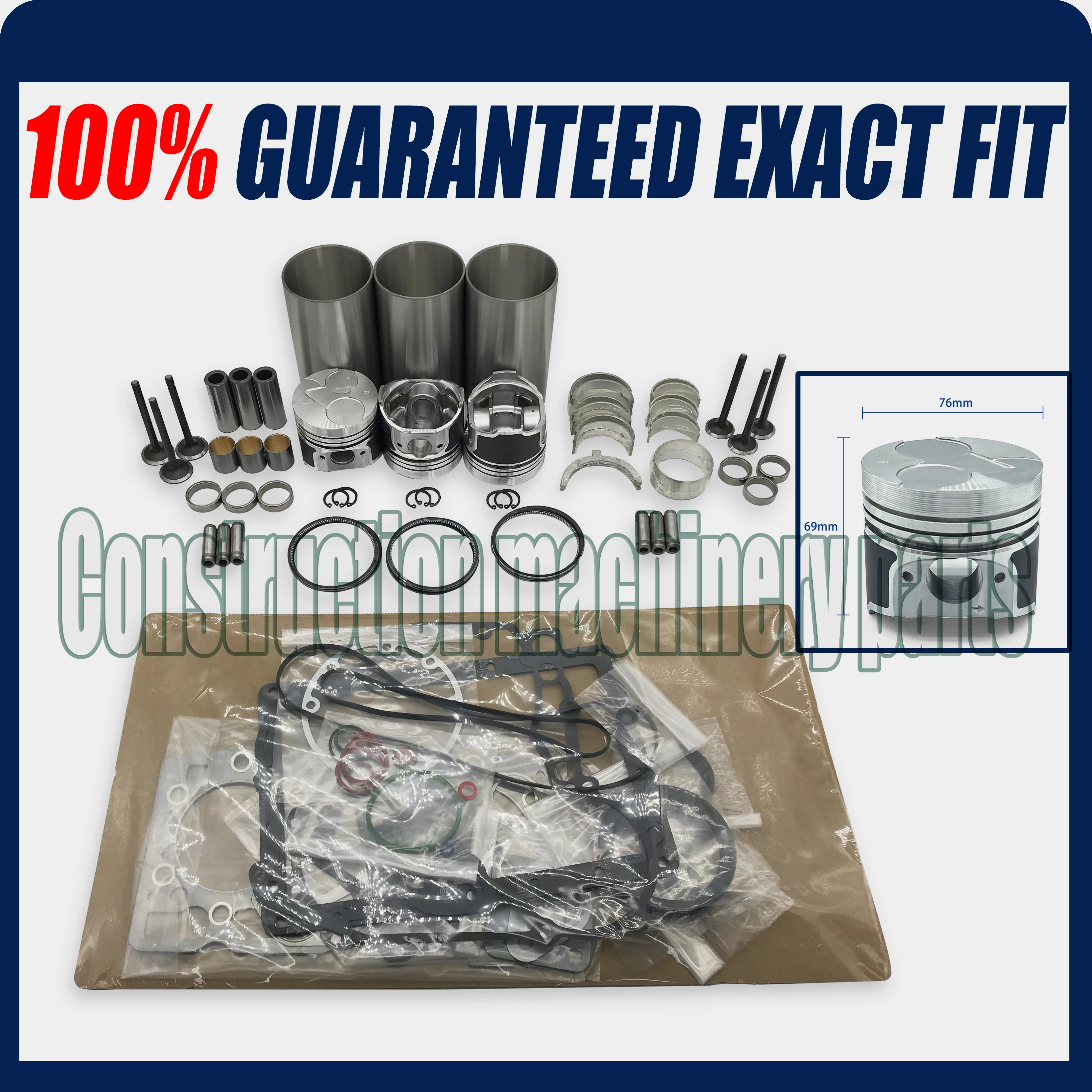 For Kubota D1005 Engine Overhaul Rebuild Parts with Liner Kit Full Gasket Kit