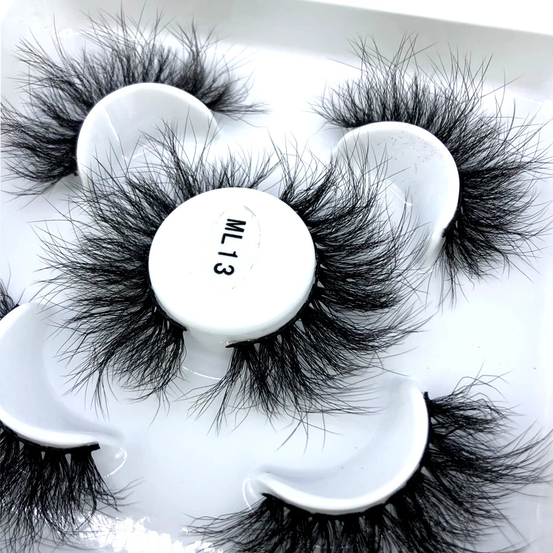 Reusable mink eyelashes 25mm lashes fluffy messy 3D mink lashes wholesale 3 pairs natural Long Thick false eyelashes extension